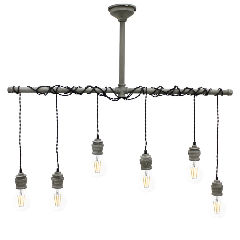 Hänglampa 120 cm av metall cm E27 6 lågor