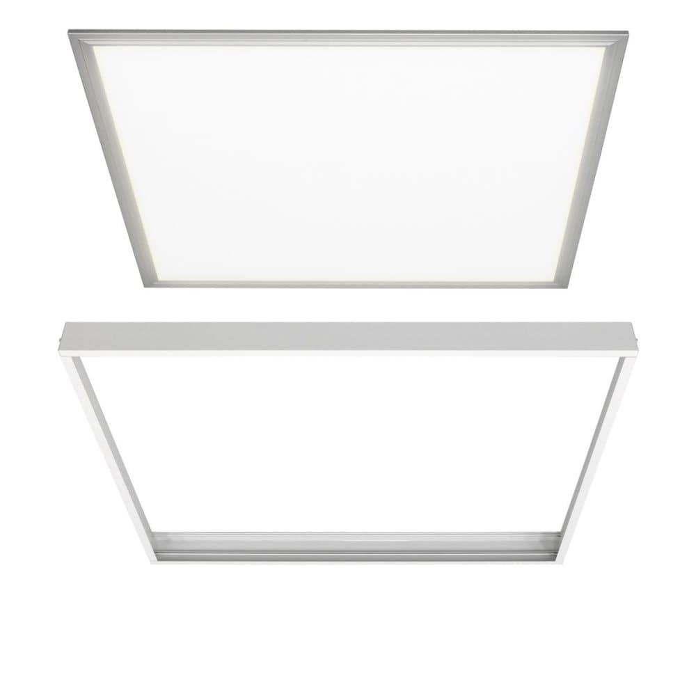 ECD Germany Dimbar LED-taklampa 60x60 cm med ram 36W varmvit 3000K 3020 lumen inkl. Transformator och upphängningsset - Ultraslim fyrkantig tak