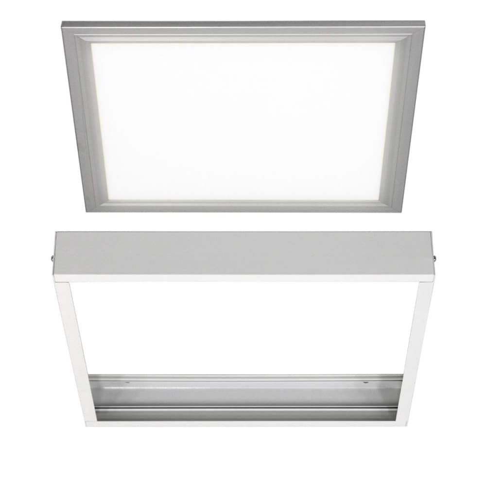 ECD Germany Dimbar LED-taklampa 30x30 cm med ram 12W varmvit 3000K 738 lumen inkl. Transformator och upphängningsset - Ultraslim fyrkantig taklampa
