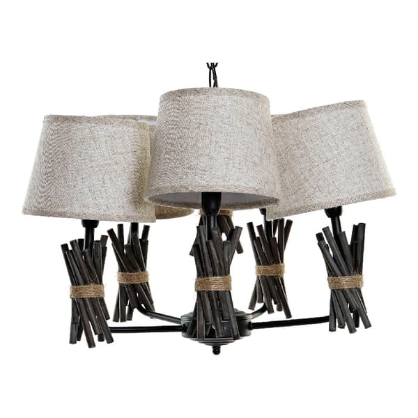 Loftslampe DKD Home Decor Polyester Metal (55 x 55 x 100 cm) Grå