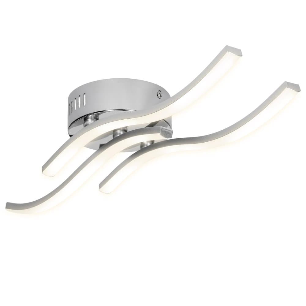 ECD Germany LED takljus 18W, LED taklampa 3 flammor, 3000K varm vit, 1440 lm, silver, aluminium, EEK: a, vågig 35cm, sväng