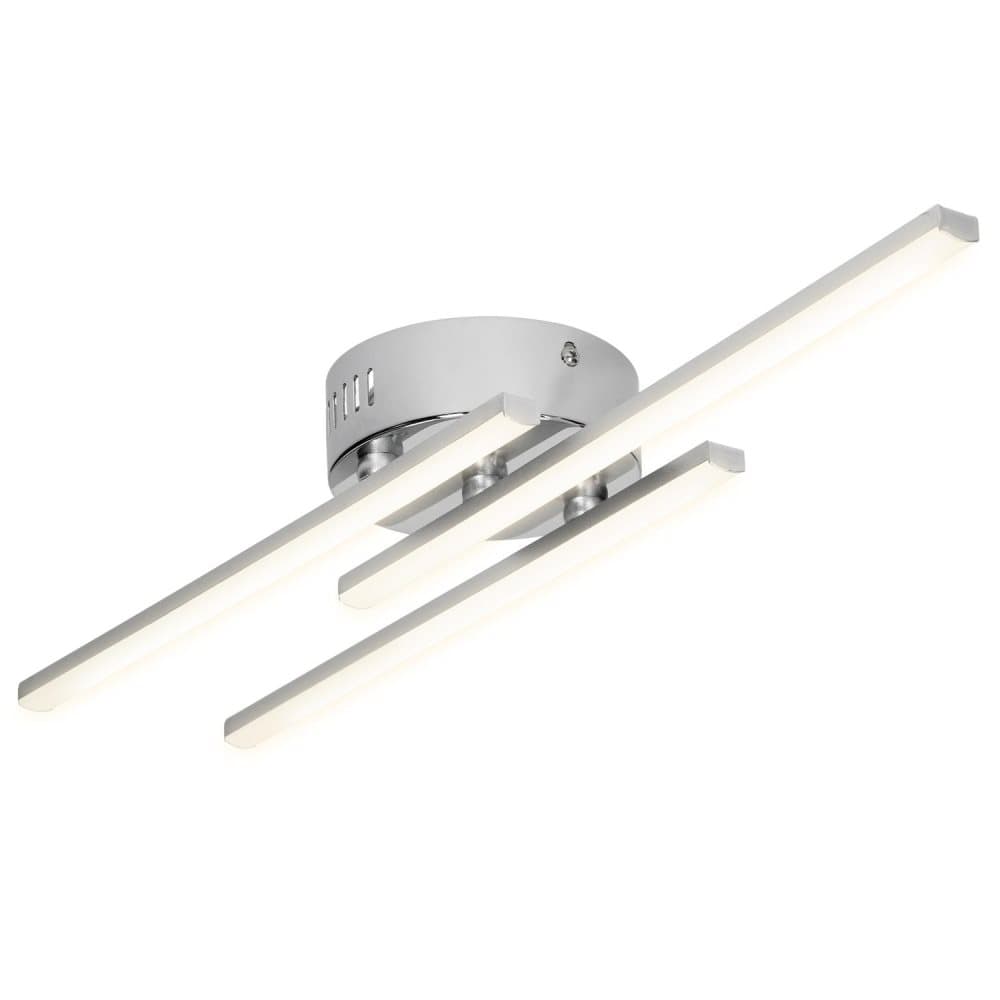 ECD Germany LED takljus 18W, LED taklampa 3 flammor, 3000K varm vit, 1440lm, silver, aluminium, EEK A, 3x LED-ljusstång 35cm, rak