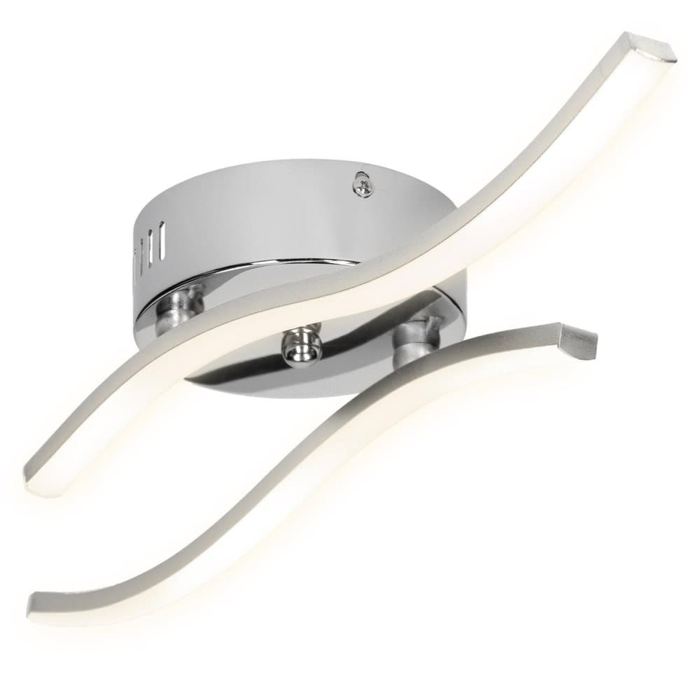 ECD Germany LED takljus 12W, LED taklampa 2 flammor, 3000K varm vit, 1400 lm, silver, aluminium, eek: a, vågig 35cm, sväng