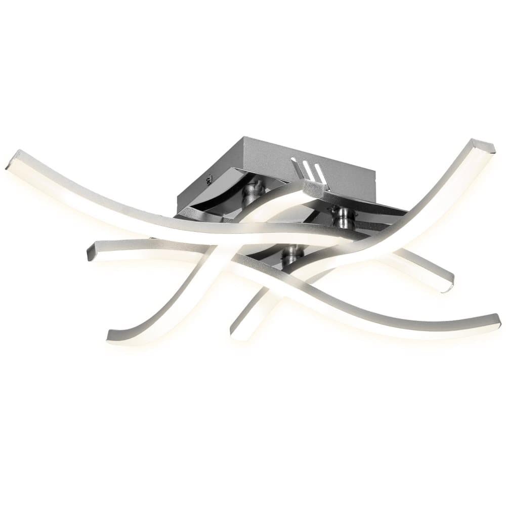 ECD Germany LED takljus 24W, LED taklampa 4 flammor, 3000K varm vit, 3000 lm, silver, aluminium, eek: a, vågig 35cm, sväng