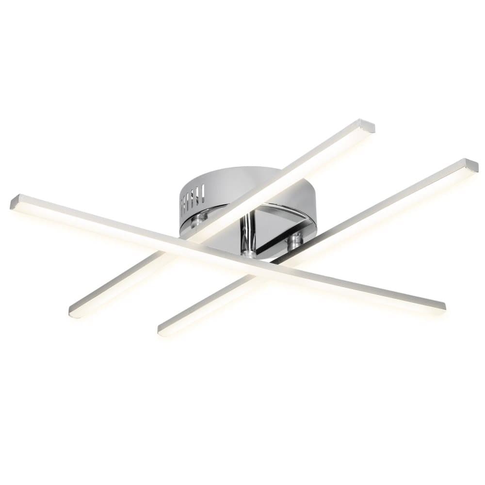 ECD Germany LED takljus 30W, LED taklampa 3 flamma, 3000K varm vit, 2200lm, silver, aluminium, EEK A, 3x LED-ljusstång 50cm, sväng, rak