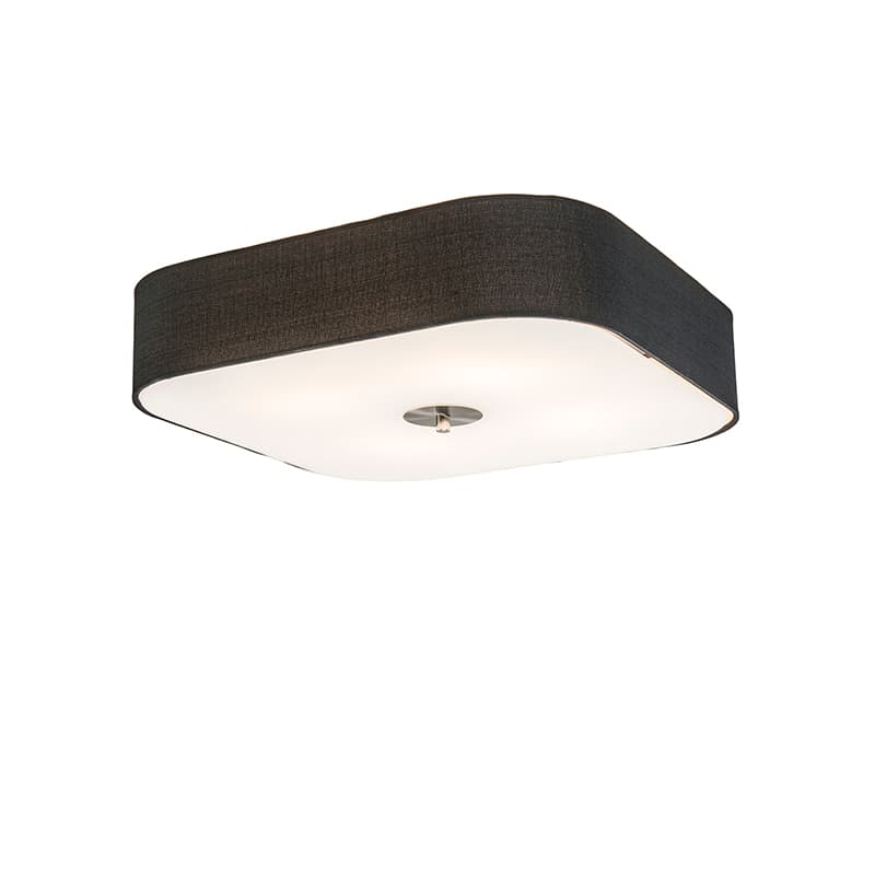 Taklampa fyrkantig svart 50 cm - Drum deluxe Jute