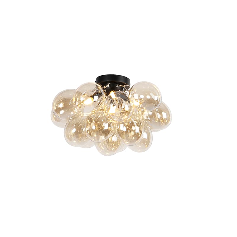 Design taklampa svart med bärnstensglas 4 lampor - Uvas