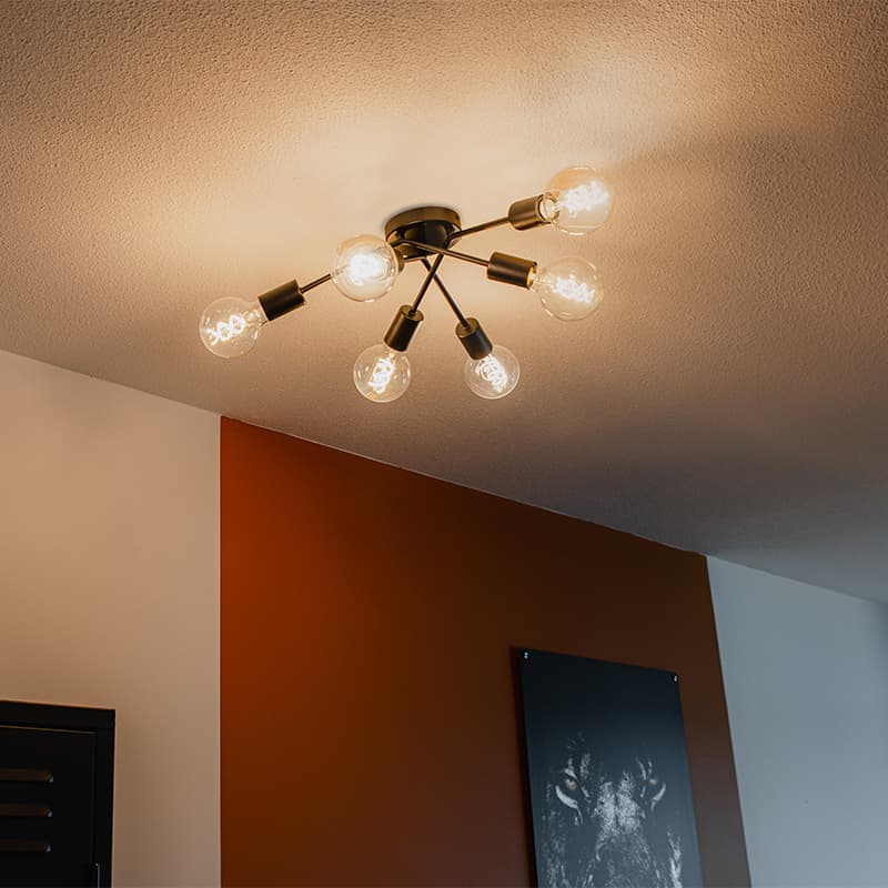 Design taklampa svart 6-ljus - Sputnik