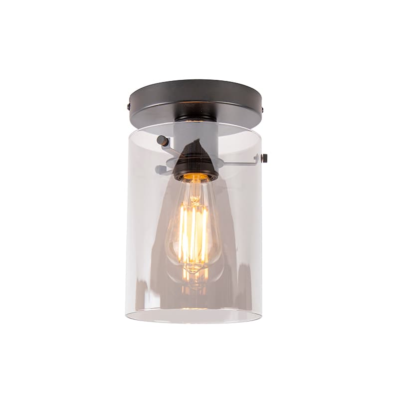 Design taklampa svart med rökglas - Dome