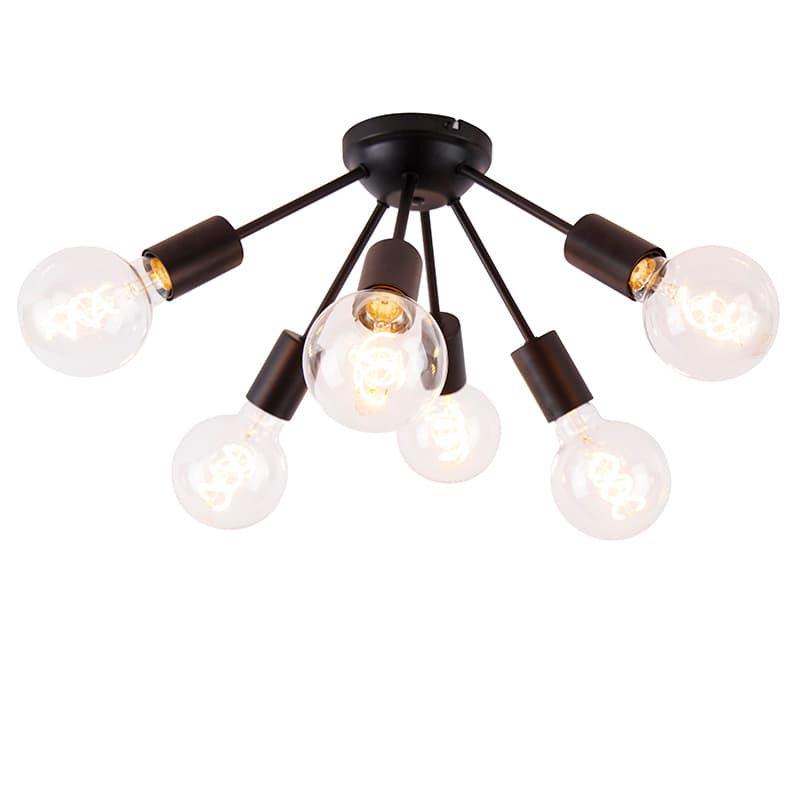 Design taklampa svart 30 cm 6-ljus - Sputnik