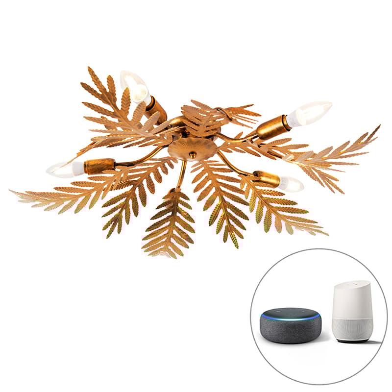 Vintage Smart taklampa guld inkl. 5 WiFi E14 - Botanica