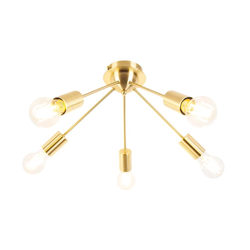 Art déco taklampa guld 5-ljus -Facil