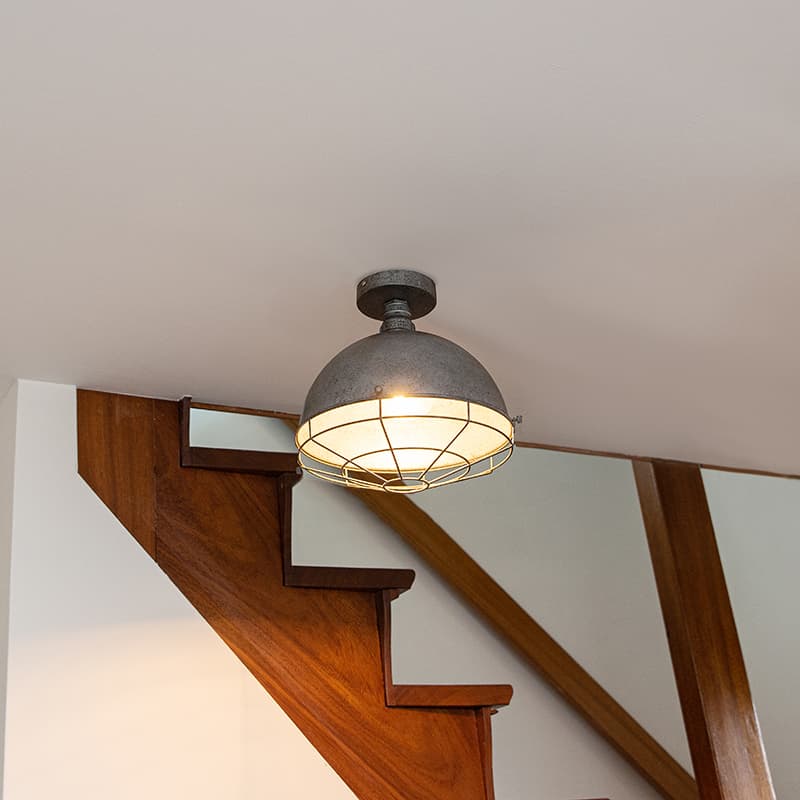 Industriell taklampa antik silver 32 cm - Kurs