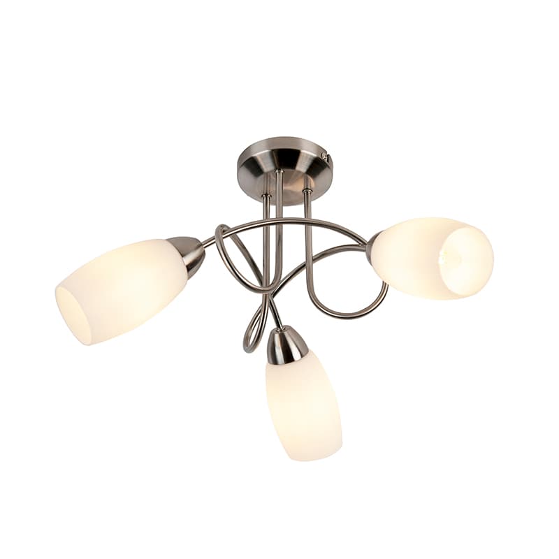 Klassisk taklampa stål 3 lampor - Fästning