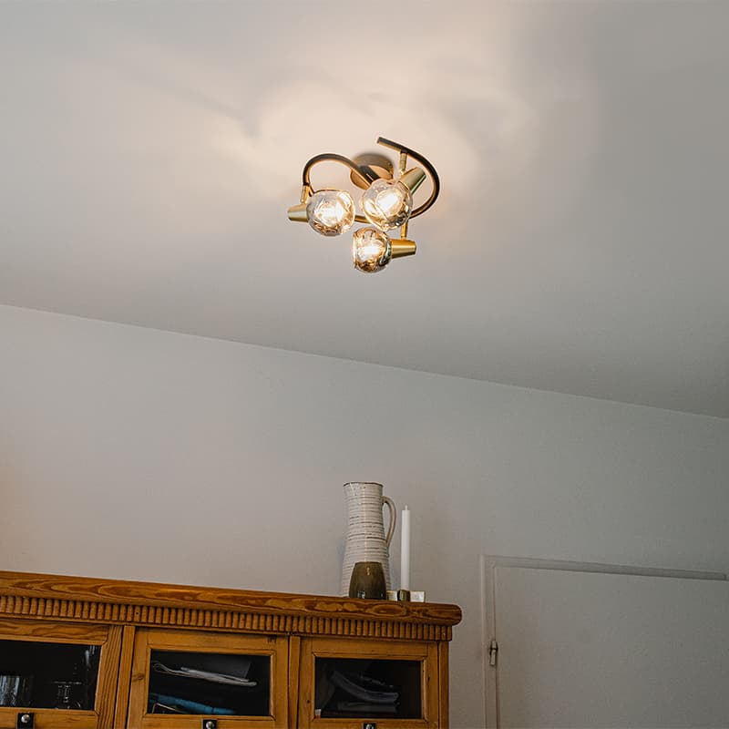 Taklampa svart 44,5 cm med rökglas 3-ljus - Vidro