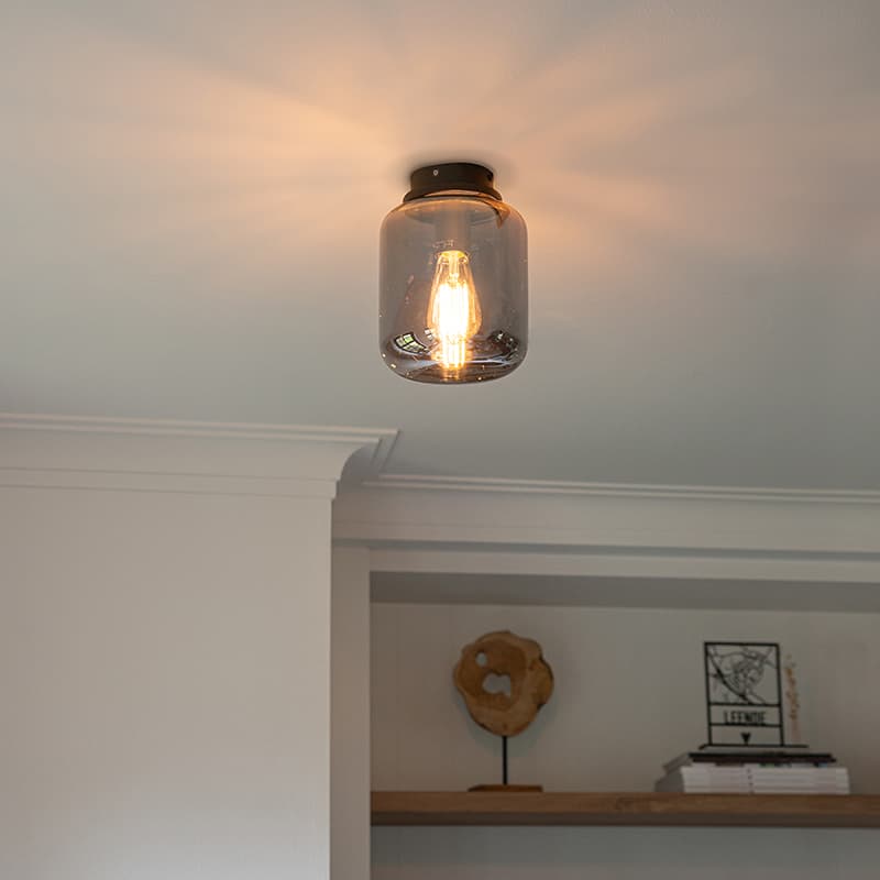 Design taklampa svart med rökglas - Bliss