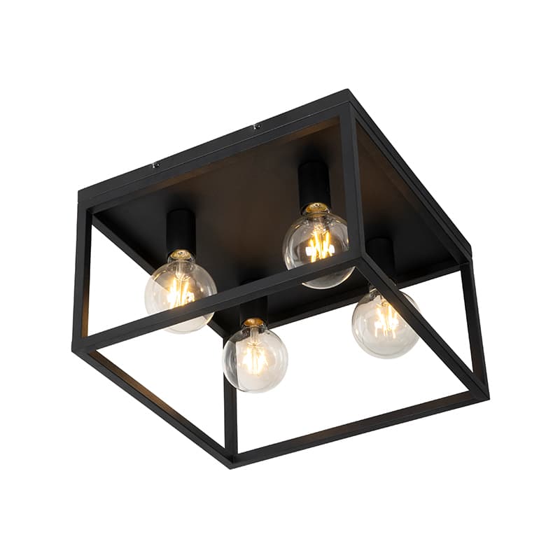 Industriell taklampa svart 40 cm 4 -lampor - Cage