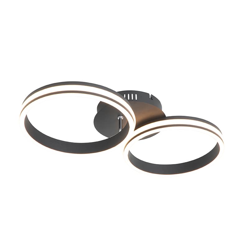 Taklampa svart inkl LED 3-stegs dimbar 2-ljus - Rondas