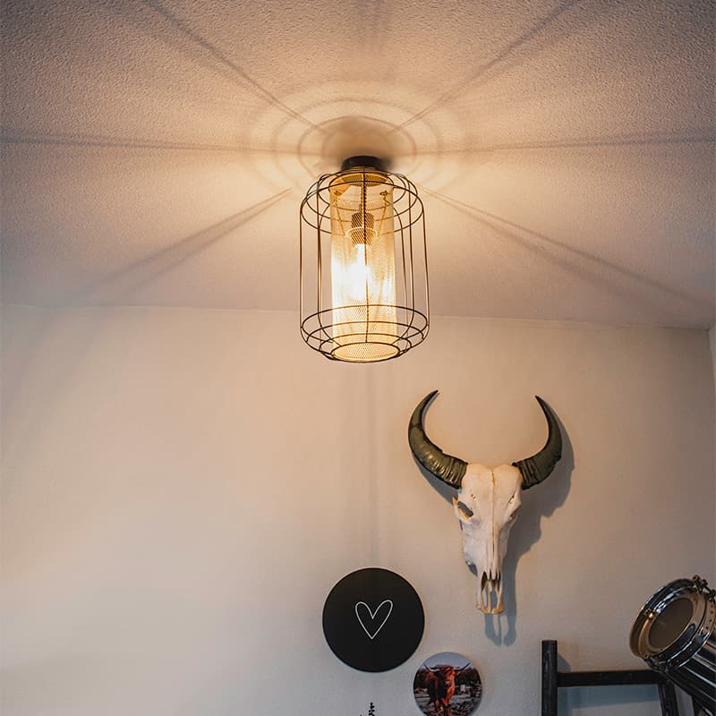 Design taklampa svart med guld - Gaze