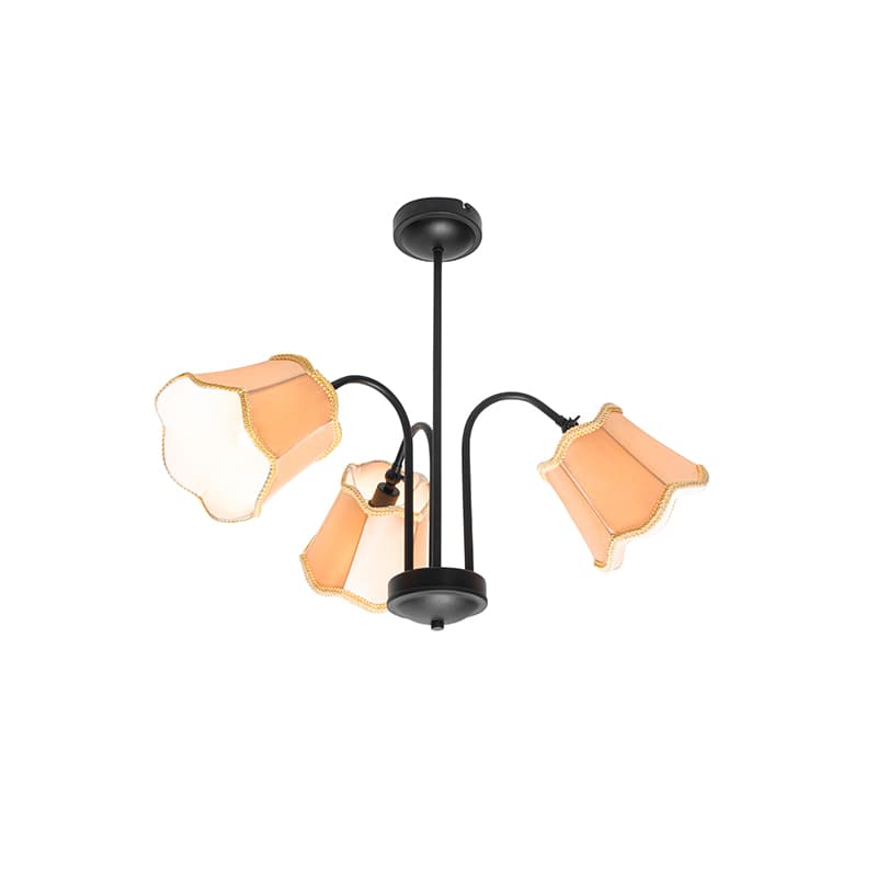 Klassisk taklampa svart med lampskärm guld 3-ljus - Nona