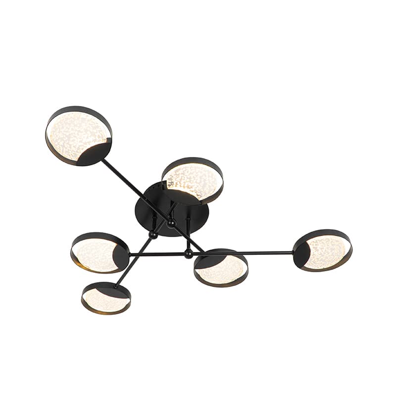 Taklampa svart inkl LED 3-stegs dimbara 6 lampor - Patrick