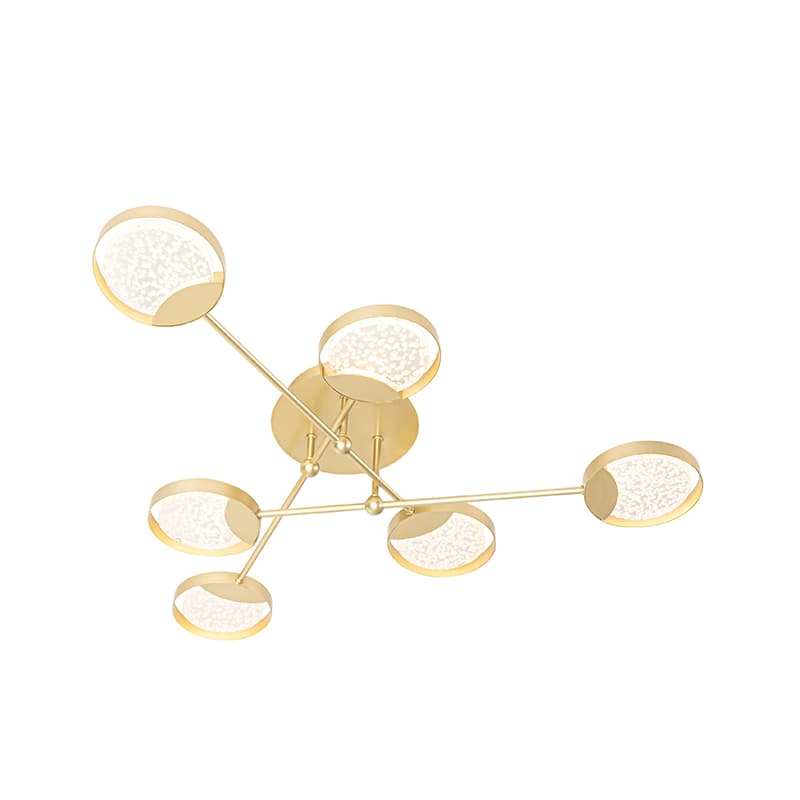 Taklampa guld inkl LED 3-stegs dimbara 6 lampor - Patrick