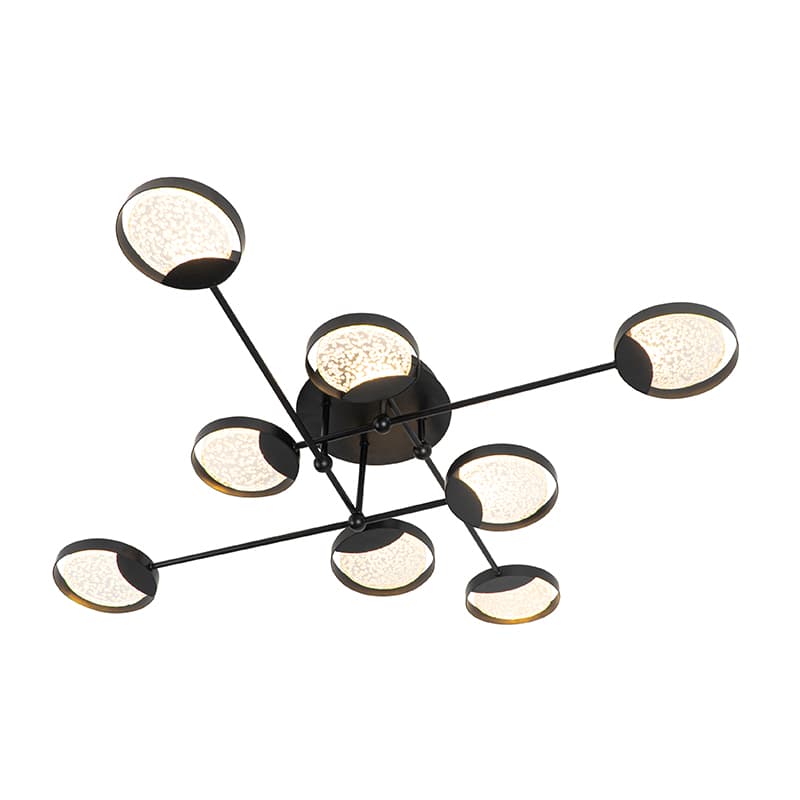 Taklampa svart inkl LED 3-stegs dimbara 8 lampor - Patrick
