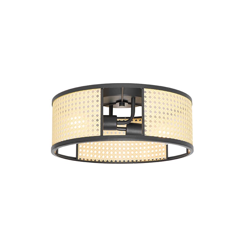 Retro taklampa svart med rotting 40 cm - Akira