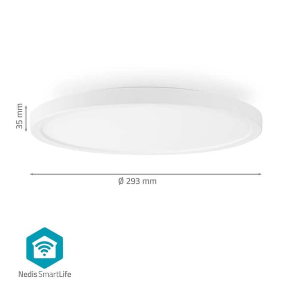 Nedis SmartLife Taklys | Wi-Fi | RGB / Varm til avkjølt hvitt | Rund | Diameter: 290 mm | 1800 lm | 2700 - 6500 K | IP20 | Energiklasse: F | Android™