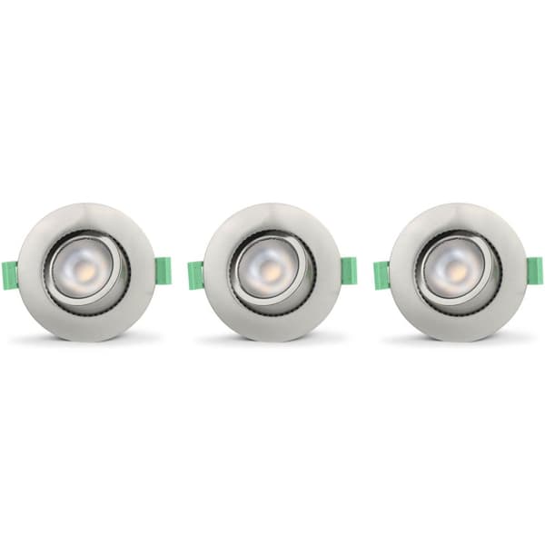 Llitt Ellen Innfelt downlight Dim-to-Warm 520lm IP65 3-pak børstet stål