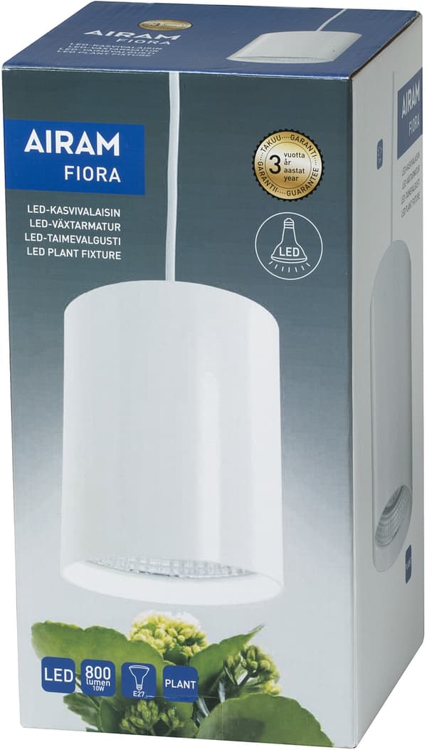 Airam Fiora hängande växtlampa, E27, vit stomme