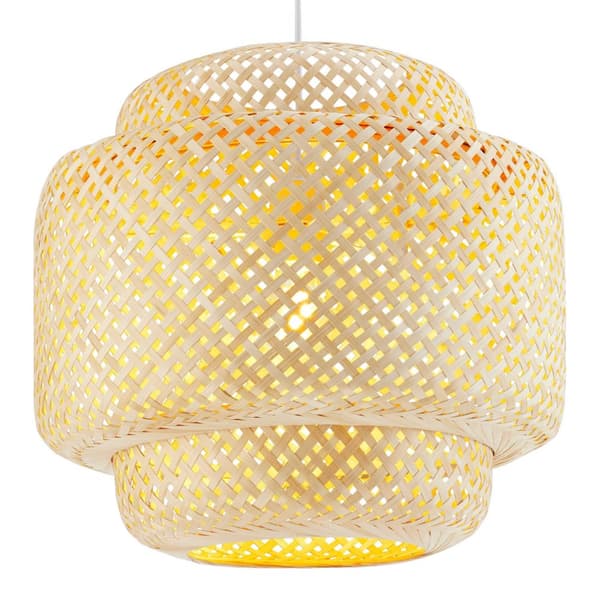 Loftlampe Lignea Lux af bambus, i boho-stil, 40W - brun