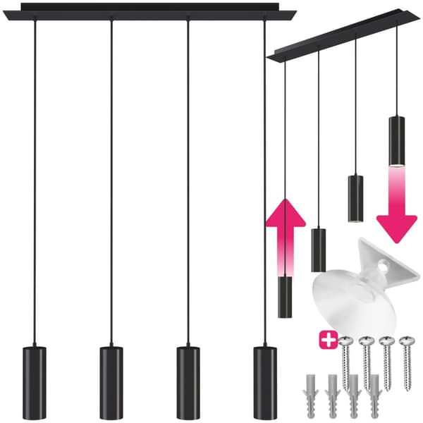 Lampe Lumea, længdejusterbare kabler - sort