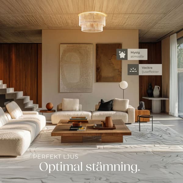 Taklampa Lignea Lux av jute i boho-stil, 40W - brun