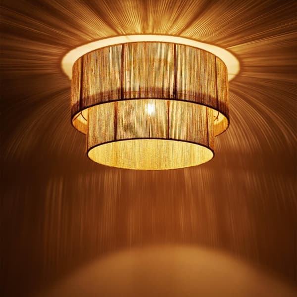 Taklampa Lignea Lux av jute i boho-stil, 40W - brun