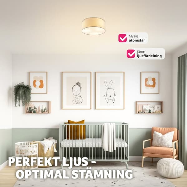 Taklampa Circum, plafond i linne - vit