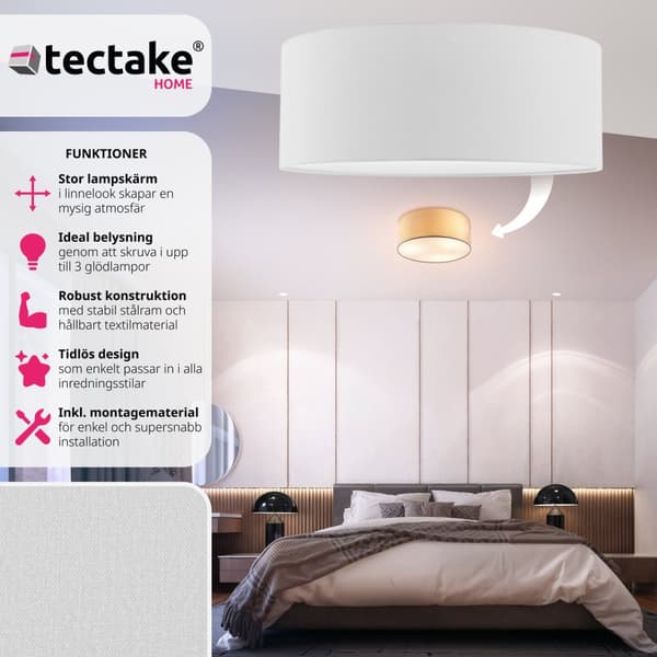 Taklampa Circum, plafond i linne - vit