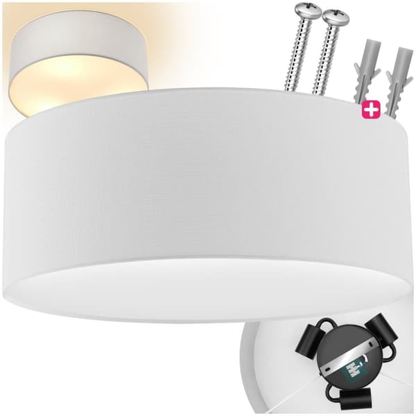 Taklampa Circum, plafond i linne - vit