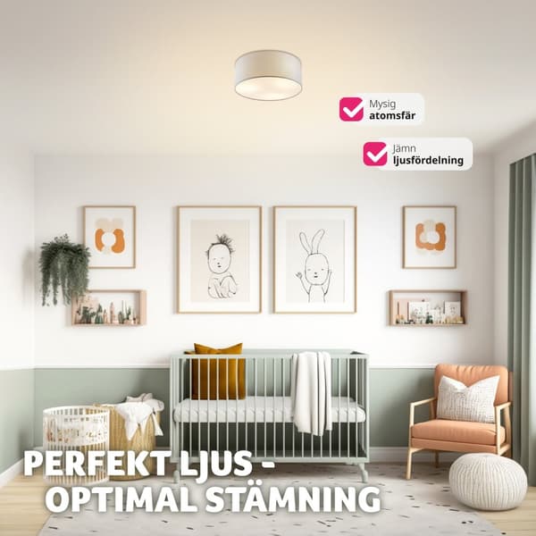 Taklampa Circum, plafond i linne - grå