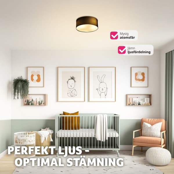 Taklampa Circum, plafond i linne - svart