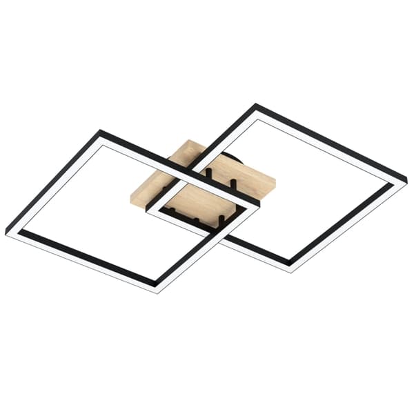 Eglo Lomaltas-Z taklampe i svart og eik 49,5x77 - TW - Zigbee, Bluetooth Sort, Brun, Hvit