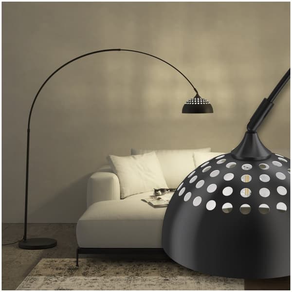 Gulvlampe Arcus, stål, retro-stil, 60W - sort