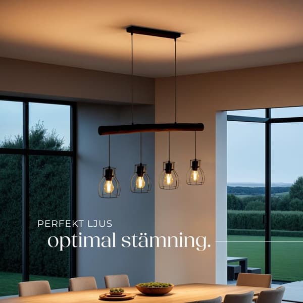 Taklampa Woody, med träbalk, 40 W - svart/brun