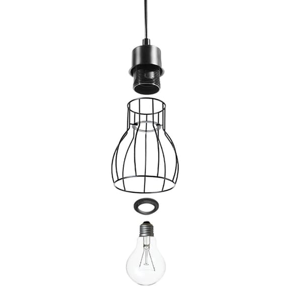 Taklampa Woody, med träbalk, 40 W - svart/brun