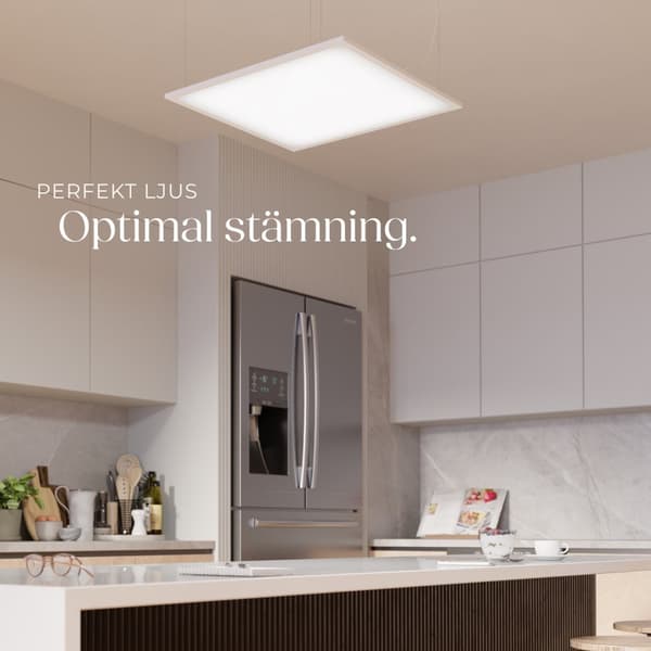 LED-panel Lucerna, ultratunn, varmvit, strömsnål - 62 x 62 cm