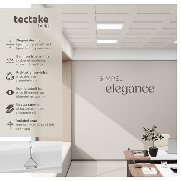 LED panel Lucerna, ultraflad, varm hvid, strømbesparende - 45 x 45 cm