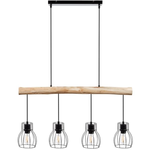 Loftlampe Woody, med træbjælke, 40 W - sort/brun