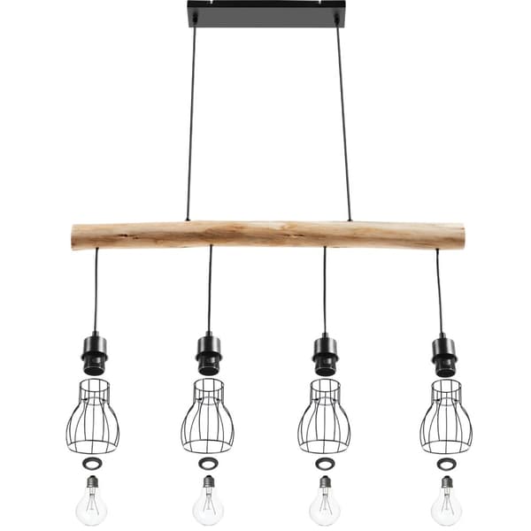 Loftlampe Woody, med træbjælke, 40 W - sort/brun