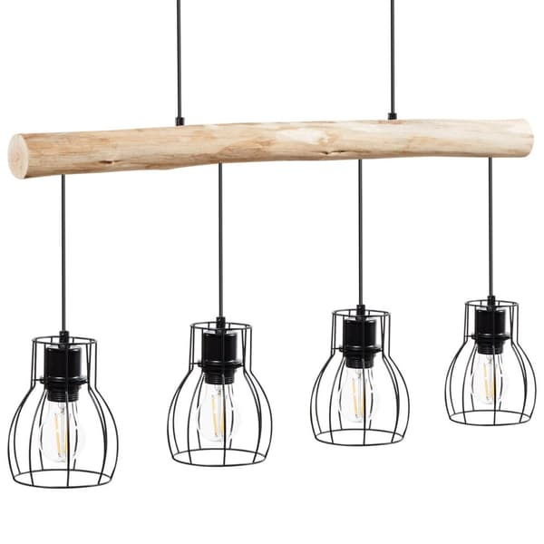 Loftlampe Woody, med træbjælke, 40 W - sort/brun