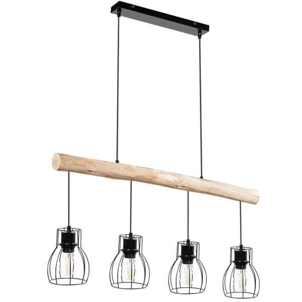 Loftlampe Woody, med træbjælke, 40 W - sort/brun
